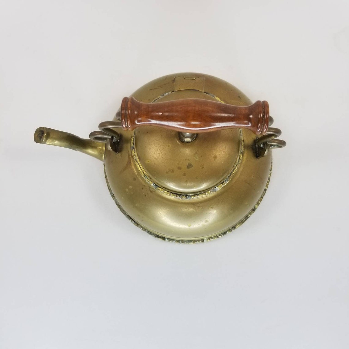 Vintage brass teapot brass teapot with wooden handle hinged Etsy