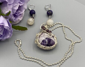 Amethyst Necklace and Matching Dangle Earrings Set