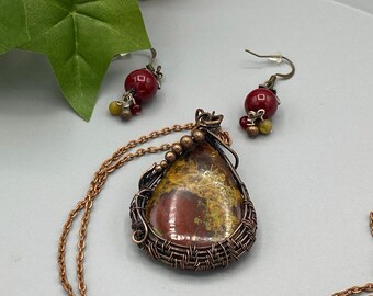 Pendant and Earring Set | Wire Wrapped Pendant