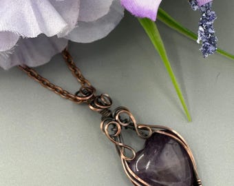 Amethyst Heart Handmade Wire Wrapped Pendant