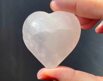 Cute Pink Mangano Calcite Crystal Heart | From Pakistan | UV Reactive | Healing Crystal | Hand Carved