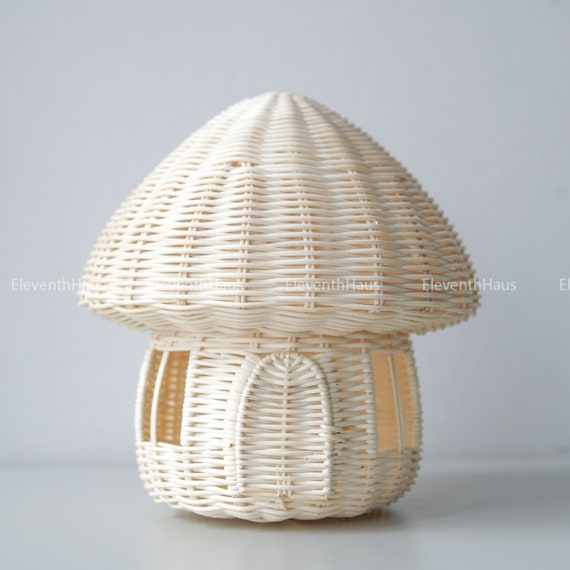 handwoven rattan mushroom house home decor wicker storage etsy