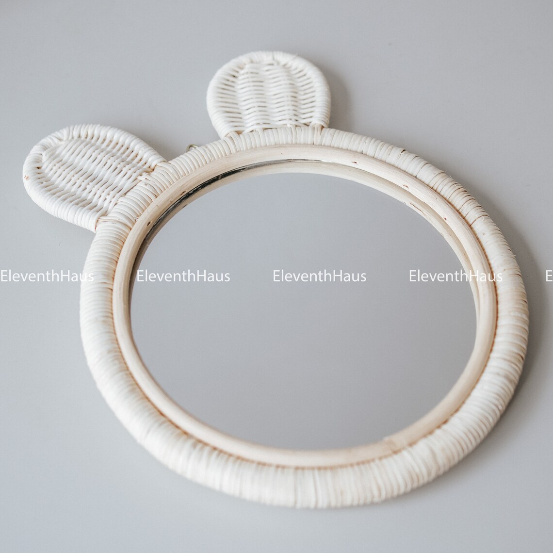 Cute Bunny/Bear Ears White Rattan Round Mirrors Wall Etsy