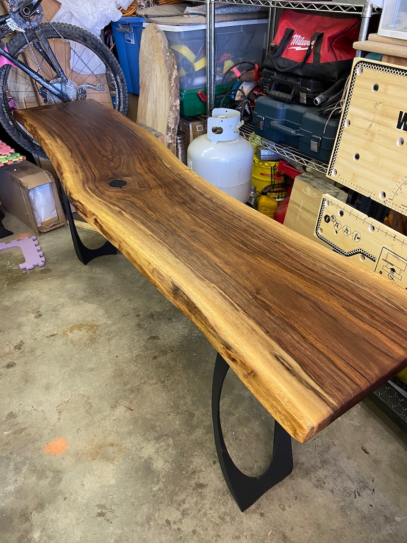 SOLD Walnut Sofa Table Live Edge Wood Reclaimed Wood Slabs Kiln Dried