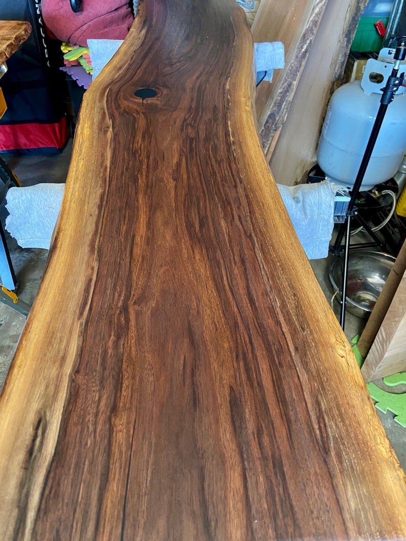 SOLD Walnut Sofa Table Live Edge Wood Reclaimed Wood Slabs Kiln Dried