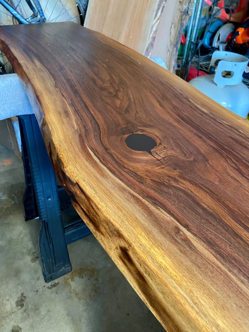 SOLD Walnut Sofa Table Live Edge Wood Reclaimed Wood Slabs Kiln Dried