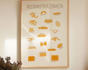 Pasta Kunstdruck: Lustige Küche Illustration