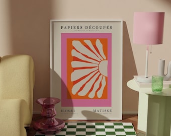 Matisse Flower Poster: Pink Retro Decor, Botanical Art Print