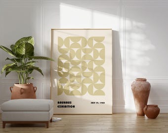 Geometrische Bauhaus-poster: beige moderne print uit het midden van de eeuw
