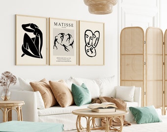 Matisse Prints Set: Black Abstract Gallery Wall Art