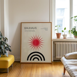 Bauhaus Trendy Sun Poster, Bauhaus Black&Red Exhibition Poster, Geometric Wall Art, Mid Century Modern, Eclectic Home Decor
