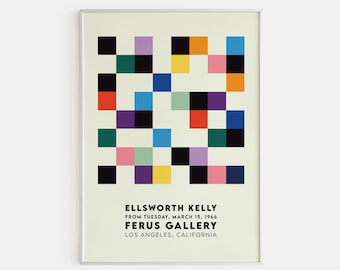 Affiche d'exposition Kelly Ellsworth, art mural vintage, décoration murale minimaliste, affiche géométrique abstraite, décor de salon, imprimé Kelly Art