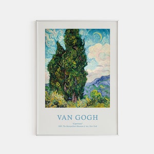 Van Gogh Exhibition Poster, Cypresses 1889, Landscape Poster, Van Gogh Paintings, Museum Quality Poster, Printed Van Gogh Poster, A2/A3/A4