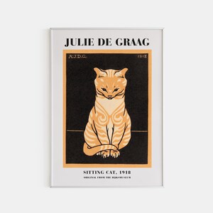 Impresión artística de Julie De Graag, exposición de arte vintage, póster de gato sentado, póster de arte impreso, impresión artística vintage, arte de pared retro, póster de Graag