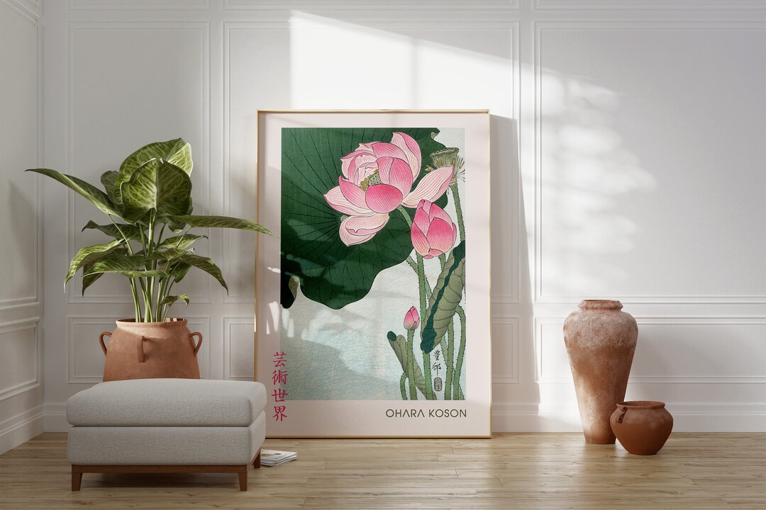 Ohara Koson Pink Lotus Print: Vintage Japanese Floral Wall Art - Etsy
