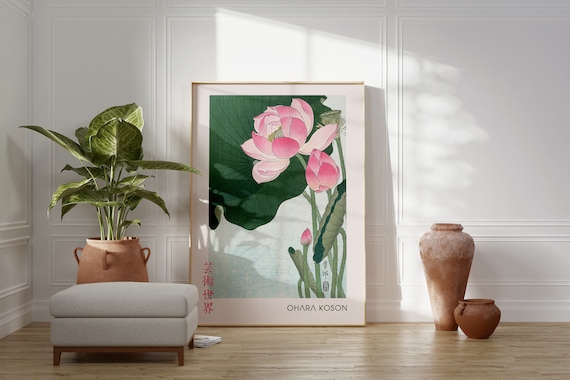 Ohara Koson Pink Lotus Print: Vintage Japanese Floral Wall Art