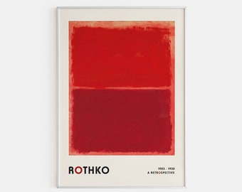 Mark Rothko Abstract Poster, Rothko Red Poster, Minimalist Wall Art, Vintage Exhibition Poster, Mark Rothko Art Print