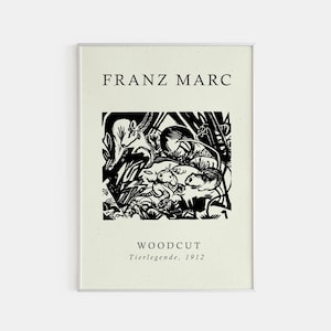 Franz Marc Art Print, Franz Marc Poster, Minimalist Wall Art, Franz Marc Exhibition Poster, Black-White Poster, Franz Marc Wood Cut