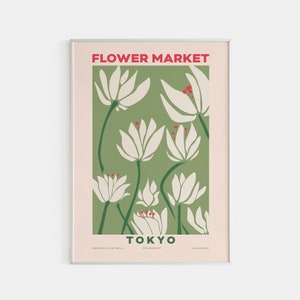 Bloemenmarkt Tokyo Art Print, bloemenmarkt poster, abstracte kunstprint, bloemist cadeau, bloemen muurkunst, Tokyo poster