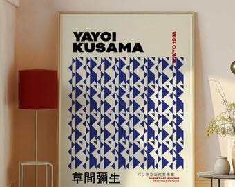 草間彌生 幾何学アートプリント：ネイビーブルー展ポスター - Etsy 日本