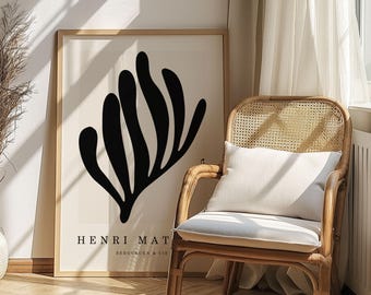 Póster de la exposición Henri Matisse Cutouts: Arte abstracto minimalista negro