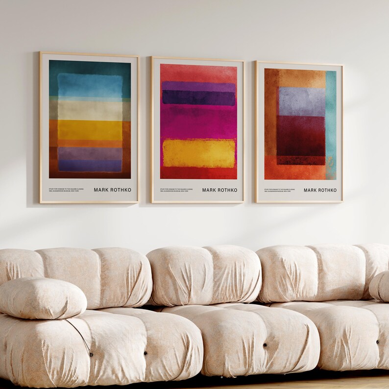 Blocks Mark Rothko Mark Rothko Style Abstract Poster Set: Contemporary Wall Art - Etsy