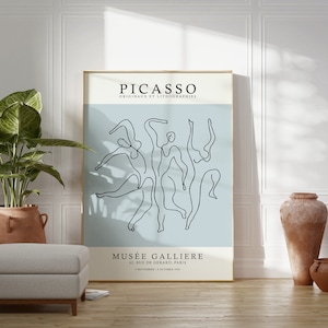 Picasso Abstract Line Art Print, Picasso Vintage Poster, Cubism Wall Art, Picasso Exhibition, Print Size A2/A3/A4