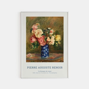 Lámina de Renoir, póster de flores, pintura de Renoir, póster impreso de Renoir, póster de exposición de Renoir, lámina de rosas, póster vintage de Renoir