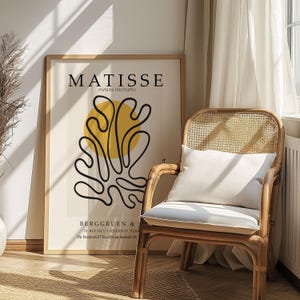 Matisse Yellow Abstract Poster, Henri Matisse Print, Vintage Exhibition Poster, Matisse Cut Outs