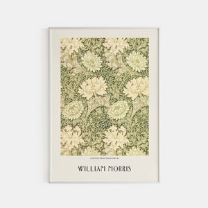 Lámina artística de crisantemo de William Morris: póster floral vintage