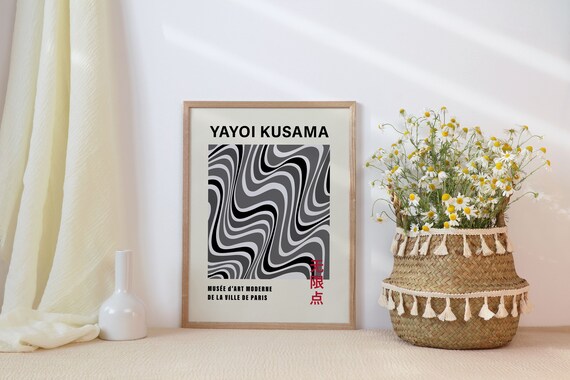 Yayoi Kusama Exhibition Poster: Black & White Waves, Japanese Art