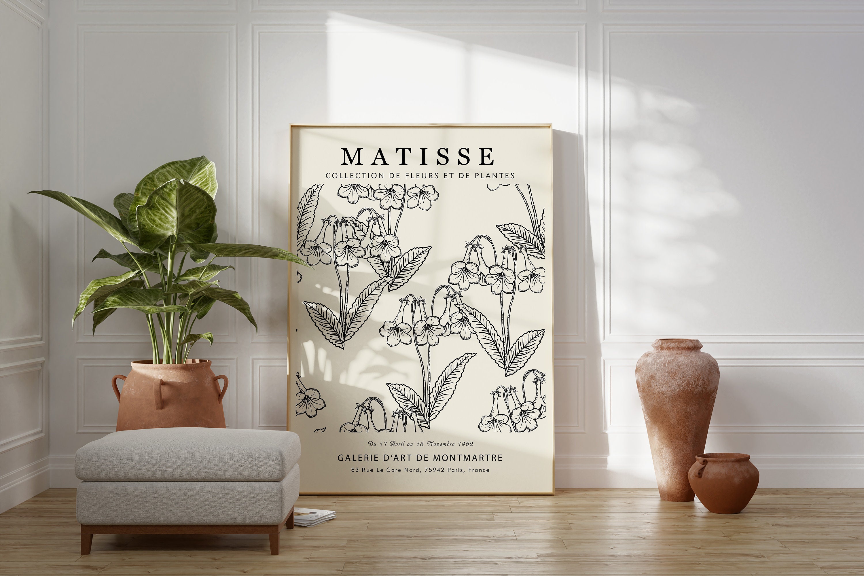 Matisse Flower Art Print: Black and White Botanical Poster - Etsy