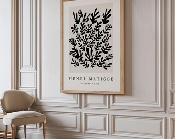 Lámina artística de Henri Matisse con recortes negros: decoración minimalista para el hogar