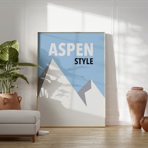Aspen Colorado Travel Poster, Preppy Poster, Eclectic Home Decor, Modern Beach Poster, Coastal Home Decor