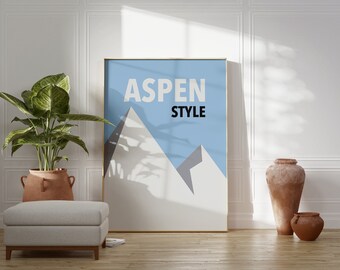 Aspen Colorado Travel Poster, Preppy Poster, Eclectic Home Decor, Modern Beach Poster, Coastal Home Decor