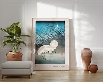 Ohara Koson Kunstdruck: Japanischer Kranich Poster, Japandi Wanddekoration
