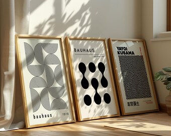 Bauhaus Yayoi Kusama Poster Set, Abstract Geometric Gallery Wall