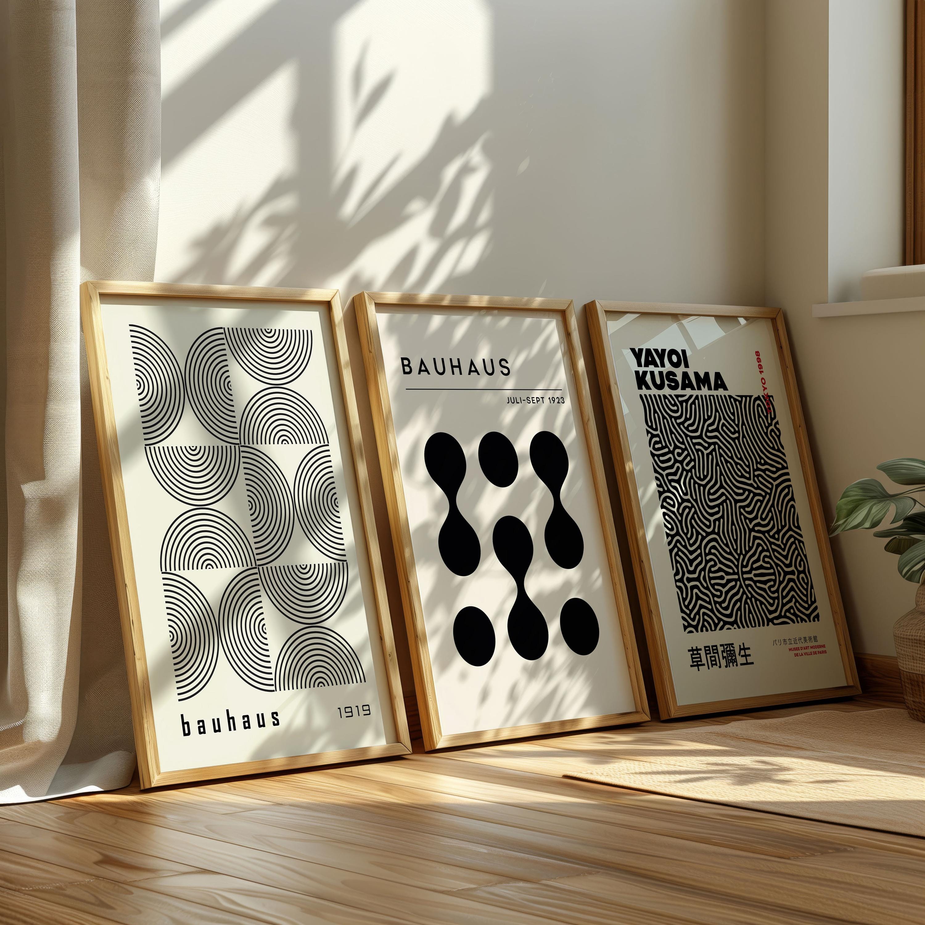 Bauhaus Yayoi Kusama Poster Set, Abstract Geometric Gallery Wall