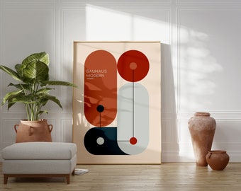 Bauhaus Exhibition Geometric Poster, Bauhaus Abstract Home Decor, Mid Century Modern Wall Art, Eclectic Decor