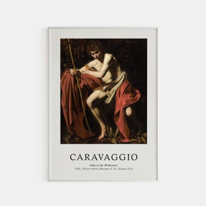 Caravaggio Poster, Caravaggio Ausstellungsposter John In The Wilderness, Caravaggio Malerei, Impressionismus Kunst, Gedruckt Kunstposter