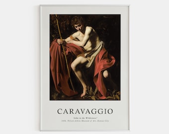 Caravaggio Poster, Caravaggio Exhibition Poster, John In The Wilderness, Caravaggio Painting, Impressionist Art, Printed Art Poster