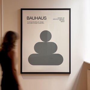 Bauhaus Abstract Geometric Poster, Bauhaus Gray Exhibition Poster, Mid Century Modern, Eclectic Home Decor