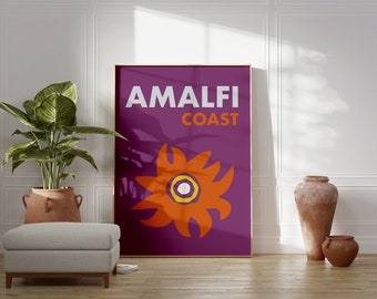 Poster de voyage Côte amalfitaine en Italie : impression d'art côtière moderne