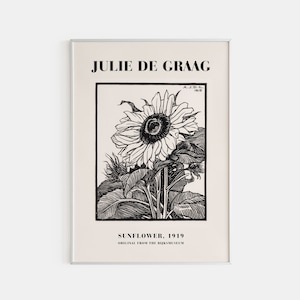Impressão artística de Julie De Graag, Exposição de arte vintage, Pôster de girassol, Pôster de arte impresso, Impressão artística vintage, Pôster de flores, Pôster de Graag