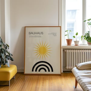 Bauhaus Trendy Sun Poster, Bauhaus Black&Yellow Exhibition Poster, Geometric Wall Art, Mid Century Modern, Eclectic Home Decor