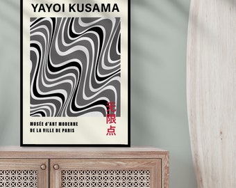 Yayoi Kusama Exhibition Poster: Black & White Waves, Japanese Art