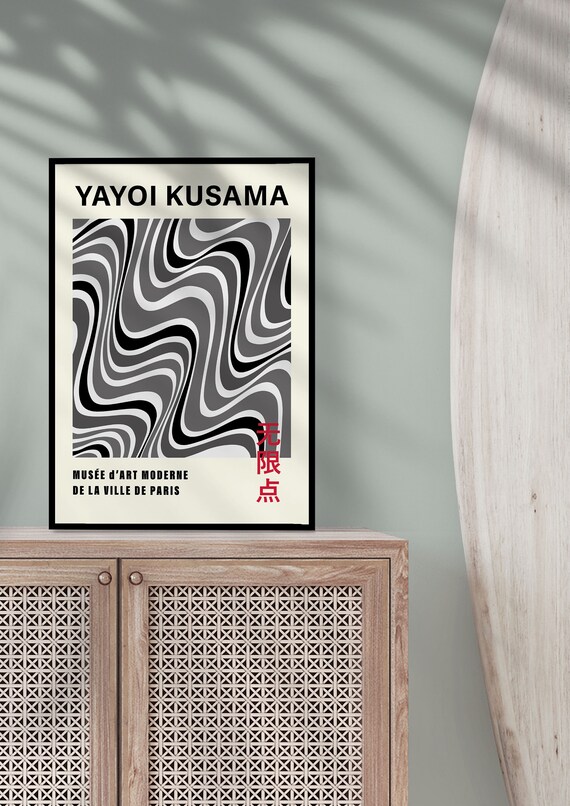 Yayoi Kusama Exhibition Poster: Black & White Waves, Japanese Art