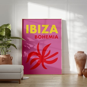 Ibiza Spain Travel Poster, Preppy Poster, Eclectic Home Decor, Modern Beach Poster, Coastal Home Decor