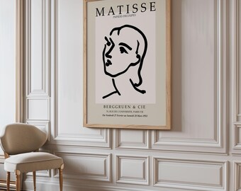 Póster de Henri Matisse "Boceto de mujer": Impresión de exposición en negro neutro
