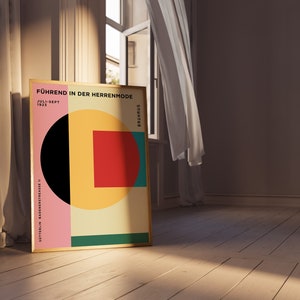 Bauhaus Colorful Geometric Poster, Eclectic Home Decor, Architectural Museum Quality Print, Office Wall Art